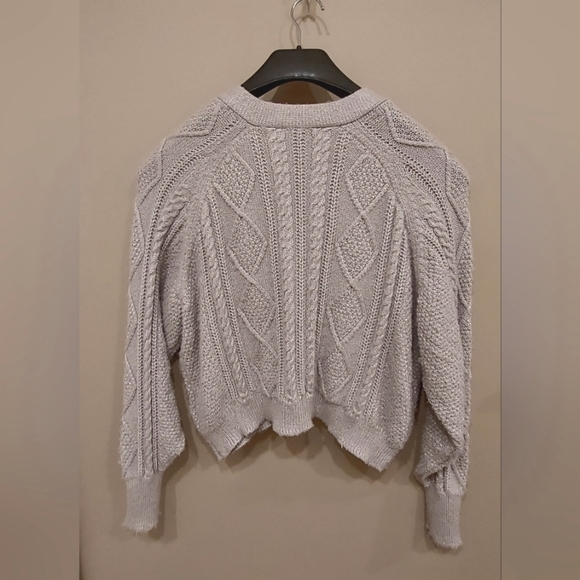Cozy Metallic Cable Knit Cropped Cardigan - Picture 2 of 5